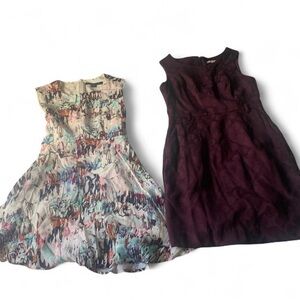 Bundle of 2  burgundy short spring work dress size 0 P sleeveless abstract